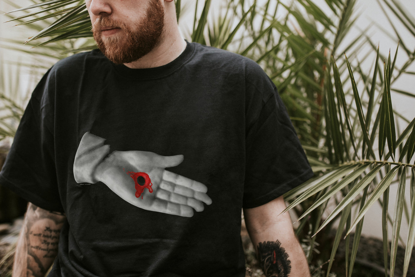 Stigmata Hand Artist series  Margie Schnibbe Unisex Oversized Cotton T-Shirt